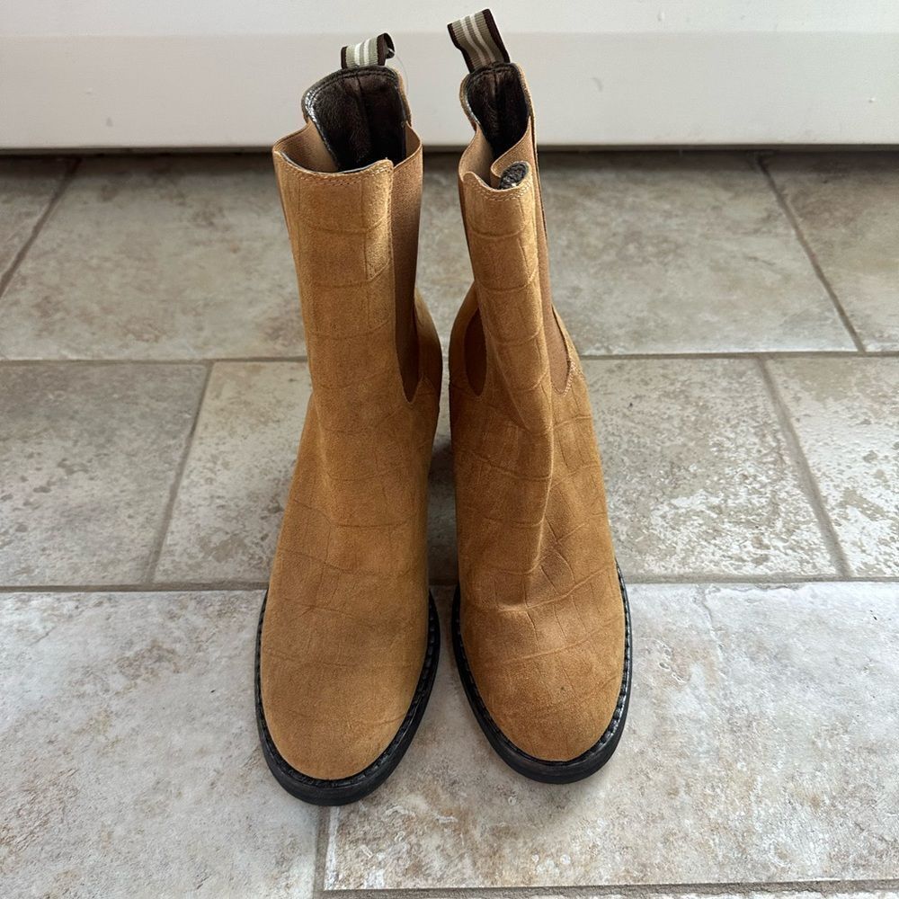 Shabbies Amsterdam 1980 Heeled Chelsea Snakeskin Embossed Boots